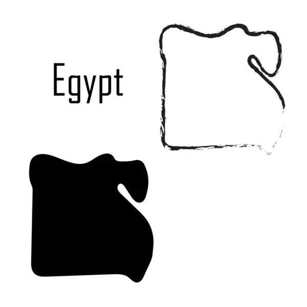 Carte Égypte Illustration Vectorielle Noir Blanc — Image vectorielle