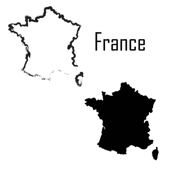 Francia Mapa Negro Blanco Vector Ilustración — Vector de stock