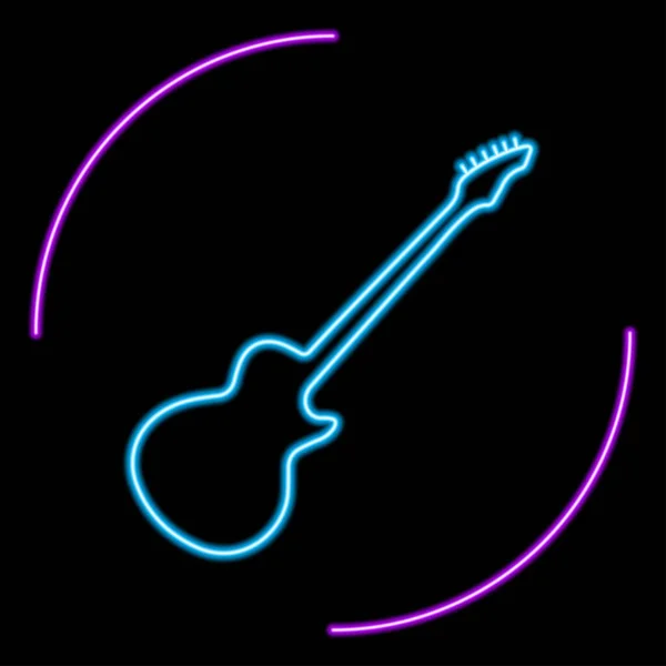 Signo Neón Guitarra Diseño Moderno Banner Brillante Coloridas Tendencias Diseño — Vector de stock