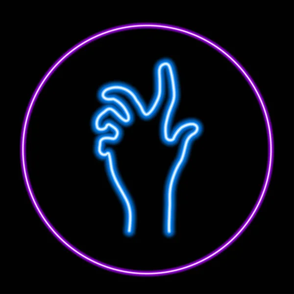 Signo Neón Mano Humana Diseño Banner Brillante Moderno Coloridas Tendencias — Vector de stock