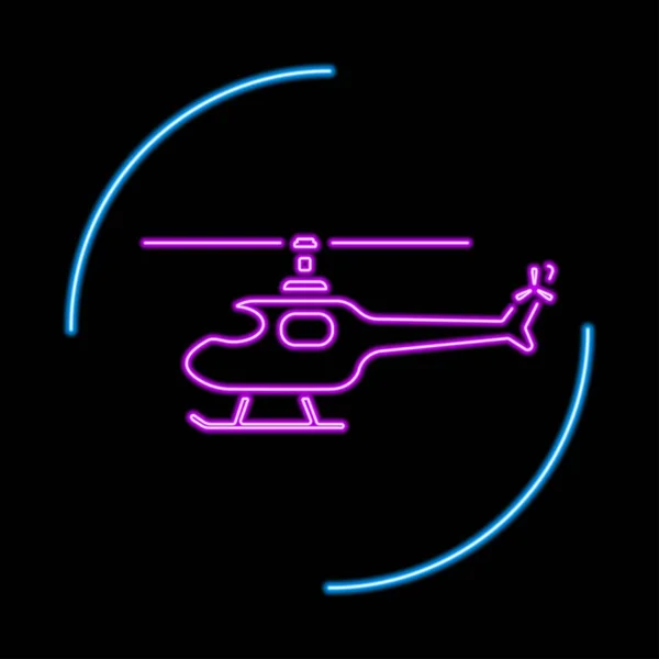 Signo Neón Helicóptero Diseño Banner Brillante Moderno Coloridas Tendencias Diseño — Vector de stock