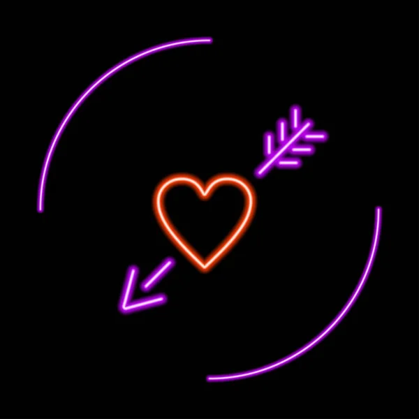 Srdce Šipka Neon Znamení Moderní Zářící Banner Design Barevné Moderní — Stockový vektor