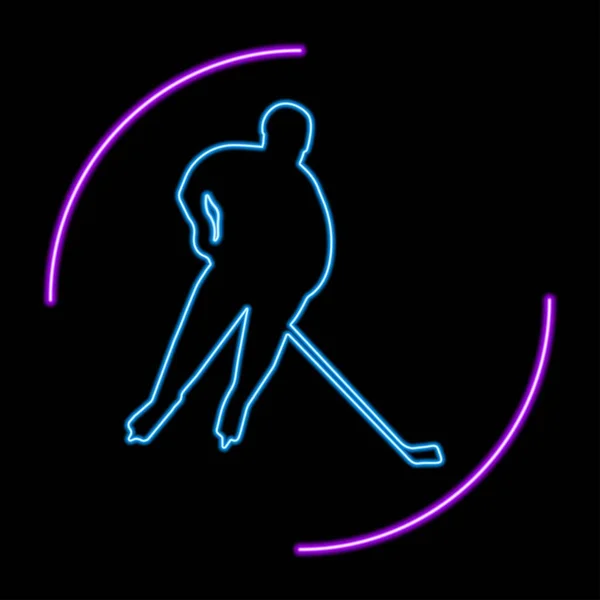 Hockeyspieler Leuchtreklame Modernes Glühbanner Design Bunte Moderne Designtrends Vektorillustration — Stockvektor
