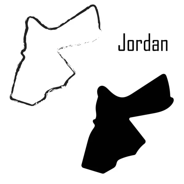 Jordan Mapa Czarny Biały Wektor Ilustracja — Wektor stockowy