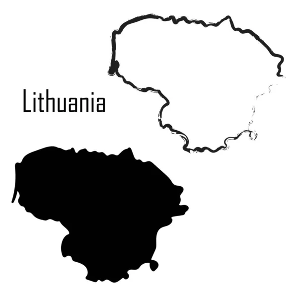 Litauen Karta Svart Och Vitt Vektor Illustration — Stock vektor