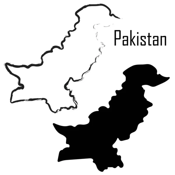 巴基斯坦地图上的黑白矢量图解 — 图库矢量图片