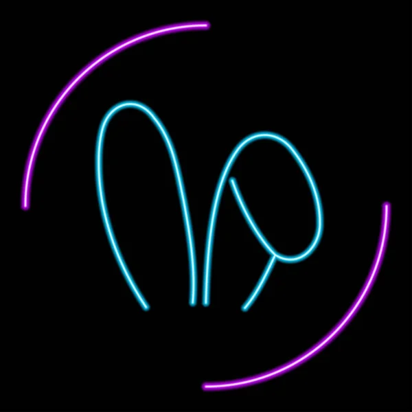 兔耳朵霓虹灯标志 现代发光横幅设计 五彩斑斓的现代设计潮流 矢量说明 — 图库矢量图片