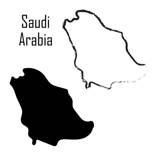 Saudi Arabia Kartta Musta Valkoinen Vektori Kuva — vektorikuva