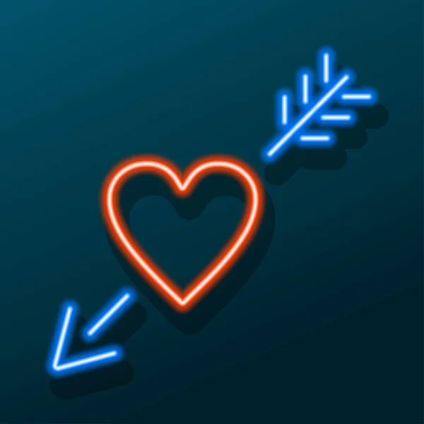 Srdce Šipka Neon Znamení Moderní Zářící Banner Design Barevné Moderní — Stockový vektor