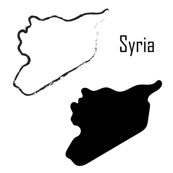 Syrien Karta Svart Och Vitt Vektor Illustration — Stock vektor