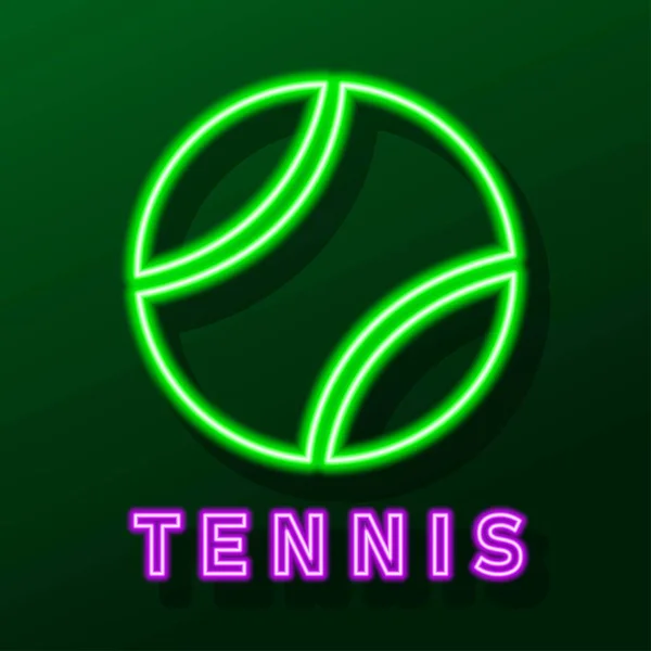 Tennis Ball Neon Sign Modern Glowing Banner Design Colorful Modern — Stock Vector