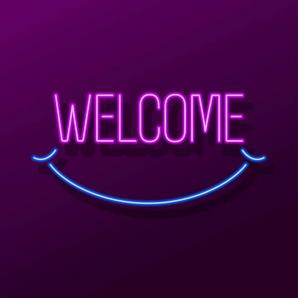 Signe Néon Bienvenue Design Moderne Bannière Rayonnante Tendances Design Modernes — Image vectorielle