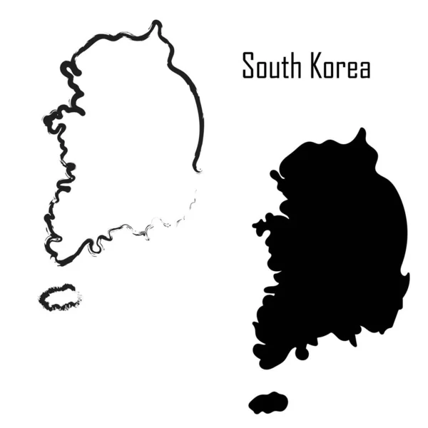 South Korea Map Black White Vector Illustration — Stock Vector