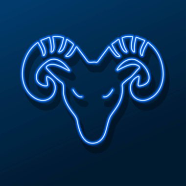 Zodiac aries neon ışığı, modern parlayan pankart tasarımı, renkli modern tasarım trendleri. Vektör illüstrasyonu.