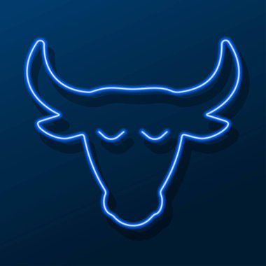 Zodiac Taurus neon tabelası, modern parlayan pankart tasarımı, renkli modern tasarım trendleri. Vektör illüstrasyonu.