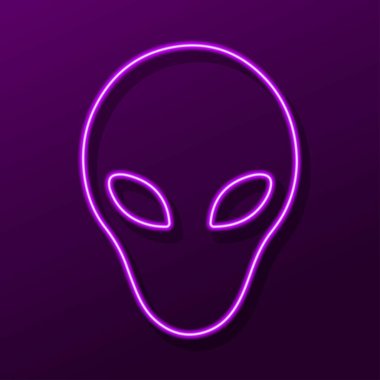 Uzaylı neon işareti, modern parlayan pankart tasarımı, renkli modern tasarım trendleri. Vektör illüstrasyonu.