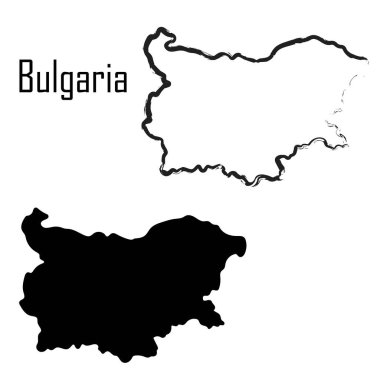 Bulgaria map black and white vector illustration.