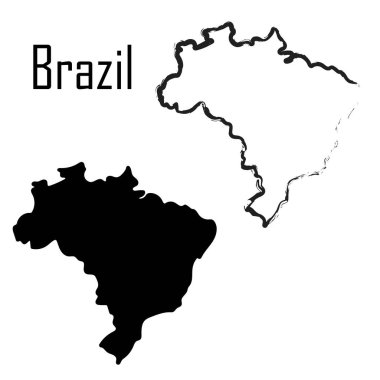 Brazil map black and white vector illustration.