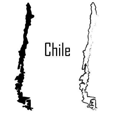 Chile map black and white vector illustration.