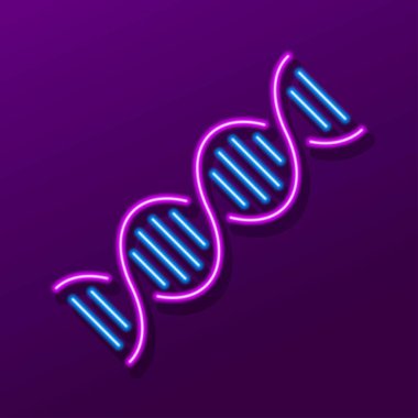 dna neon sign, modern glowing banner design, colorful modern design trends. Vector illustration.