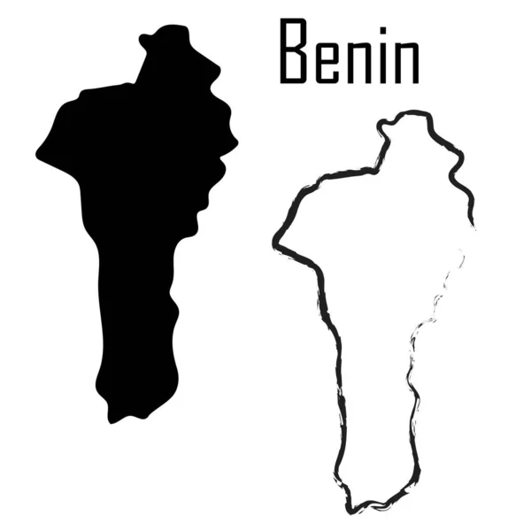 Benin Map Black White Vector Illustration — Stock vektor