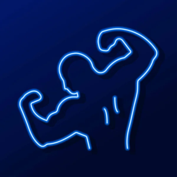 bodybuilder neon sign, modern glowing banner design, colorful modern design trends. Vector illustration.