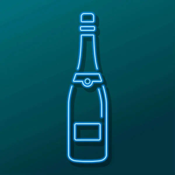Champagne Bottle Neon Sign Modern Glowing Banner Design Colorful Modern — Stok Vektör