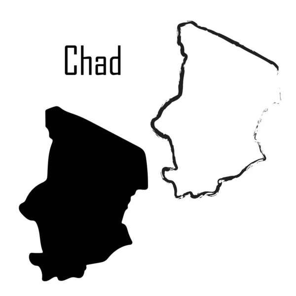 Chad Map Black White Vector Illustration — Wektor stockowy