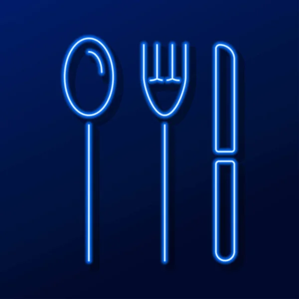 Cutlery Set Neon Sign Modern Glowing Banner Design Colorful Modern — Image vectorielle