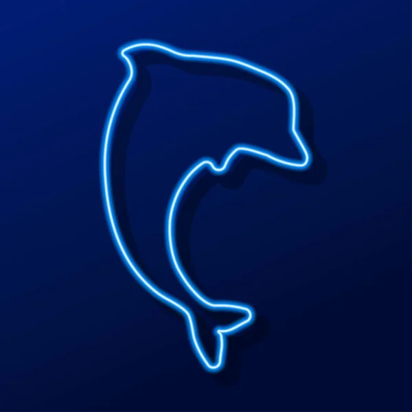 海豚霓虹灯标志 现代发光横幅设计 五彩斑斓的现代设计潮流 矢量说明 — 图库矢量图片