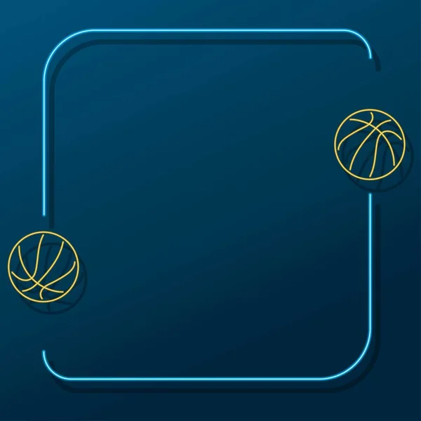 Neon Basketball Frame Modern Glowing Banner Design Colorful Modern Design — Διανυσματικό Αρχείο