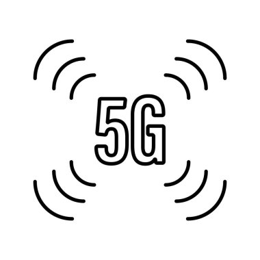 Beyaz arkaplanda 5g simgesi, vektör illüstrasyonu.