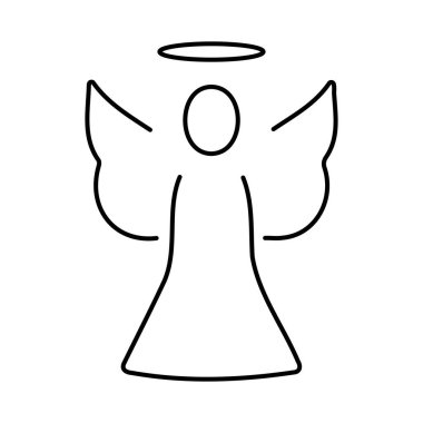 Beyaz arkaplanda melek simgesi, vektör illüstrasyonu.