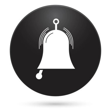 Çan simgesi, siyah daire düğmesi, vektör illüstrasyonu.