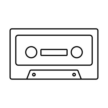 Beyaz arkaplanda ses kaset simgesi, vektör illüstrasyonu.