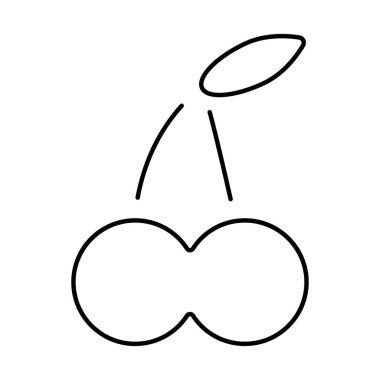 Beyaz arkaplanda kiraz simgesi, vektör illüstrasyonu.