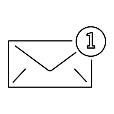 Beyaz arkaplanda yeni ileti simgesi, vektör illüstrasyonu.