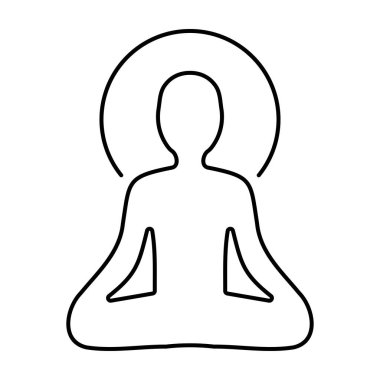 Beyaz arkaplanda meditasyon simgesi, vektör illüstrasyonu.