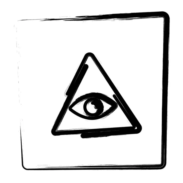 Alla Ser Symbol Pyramid Ögon Inramade Penseldrag Vektor Illustration — Stock vektor