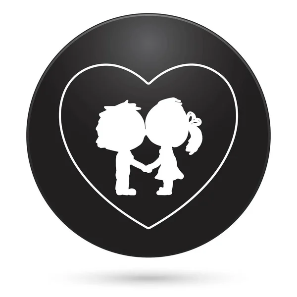 愛のアイコン黒丸のボタンベクトルイラスト — ストックベクタ