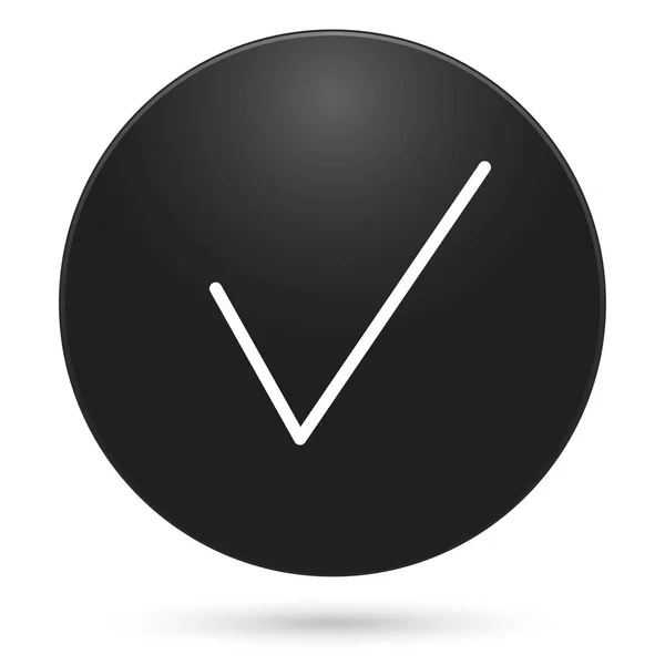 Icono Marca Verificación Botón Círculo Negro Ilustración Vectorial — Vector de stock