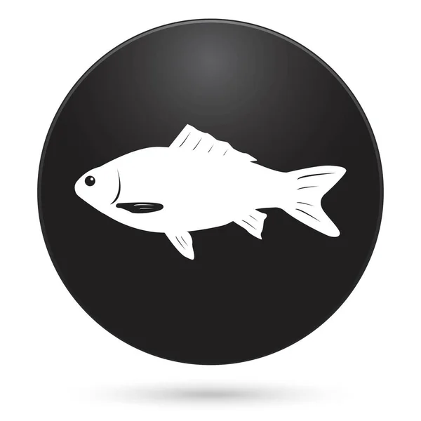 Icono Pescado Botón Círculo Negro Ilustración Vectorial — Archivo Imágenes Vectoriales