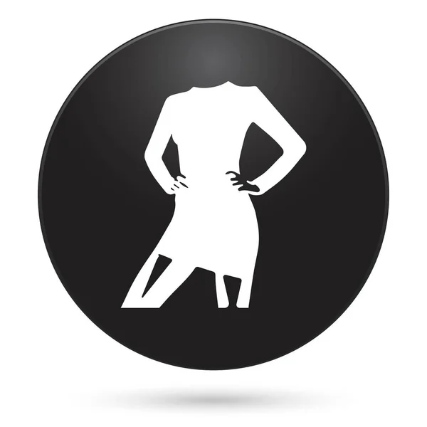 Kız Elbise Simgesi Siyah Daire Düğmesi Vektör Illüstrasyonu — Stok Vektör