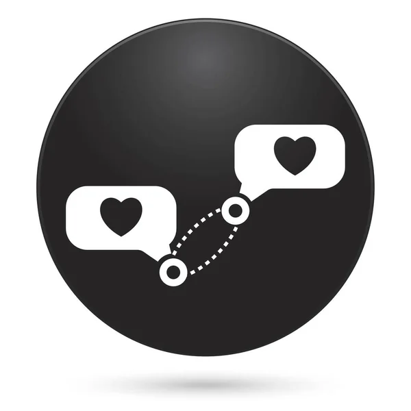 Icône Enveloppe Avec Coeur Bouton Cercle Noir Illustration Vectorielle — Image vectorielle