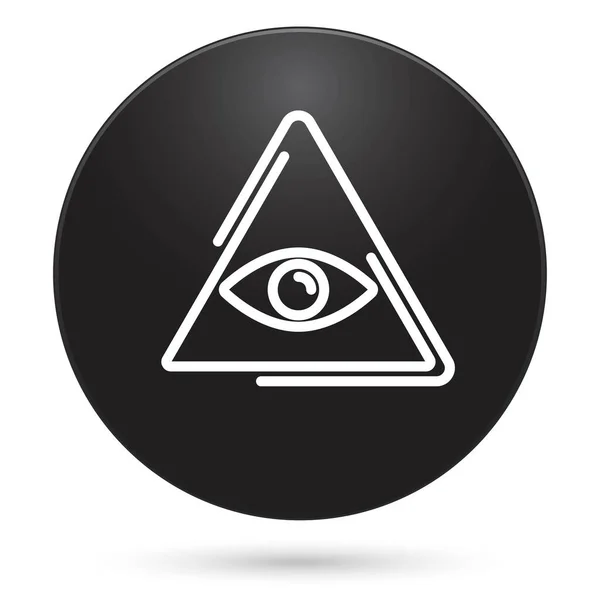 Tout Voir Symbole Pyramide Yeux Icône Bouton Cercle Noir Illustration — Image vectorielle