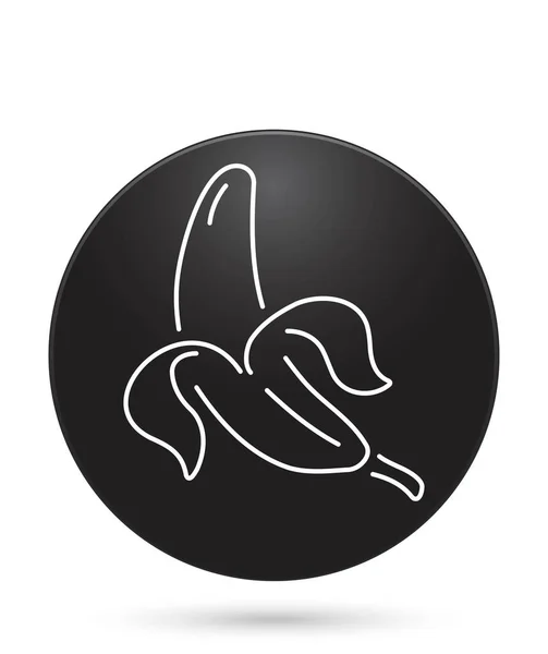 Ícone Banana Botão Círculo Preto Ilustração Vetorial — Vetor de Stock