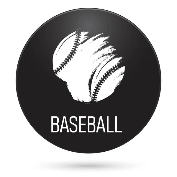 Ikona Baseballu Czarny Przycisk Koła Ilustracja Wektora — Wektor stockowy