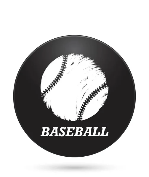 Icona Della Palla Baseball Pulsante Cerchio Nero Illustrazione Vettoriale — Vettoriale Stock
