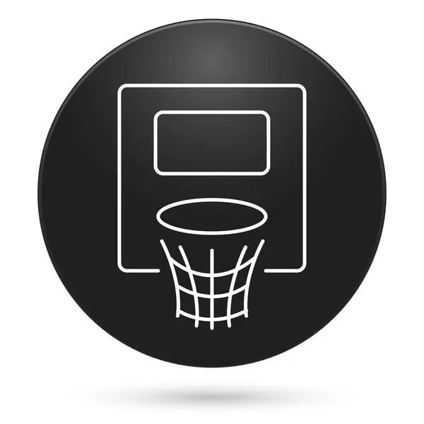 Μπάσκετ Στεφάνι Εικονίδιο Μαύρο Κουμπί Κύκλο Διανυσματική Απεικόνιση — Διανυσματικό Αρχείο