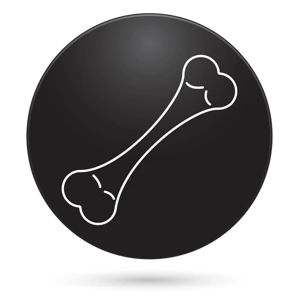 Εικονίδιο Οστού Μαύρο Κουμπί Κύκλου Διανυσματική Απεικόνιση — Διανυσματικό Αρχείο